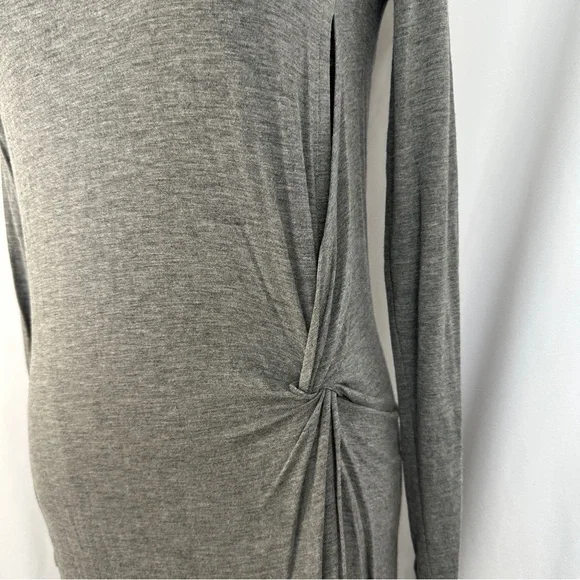 BCBG Maxazria Twist Front Midi Long Sleeve Dress Womens‎ Size XXS Heather Gray - Picture 5 of 16